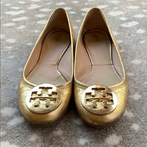 Tory Burch flats metallic gold 8.5